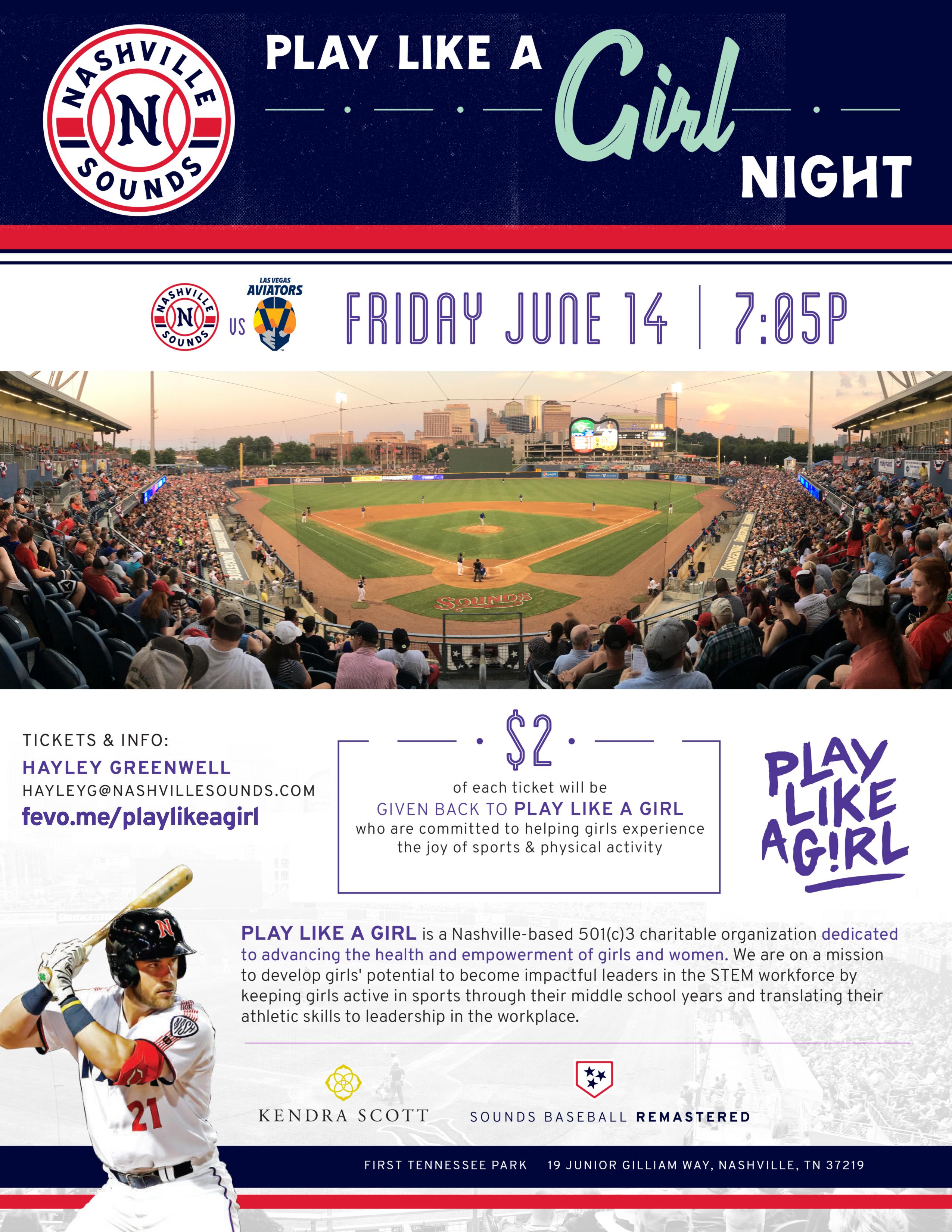 Support Play Like A Girl at Nashville Sounds on June 14